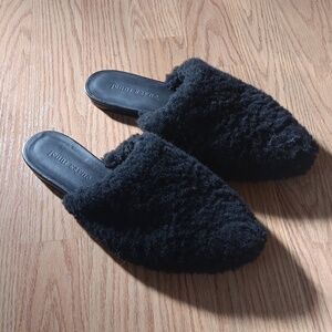 Jenni Kayne Shearling Slip Om Mules Size 38/8
